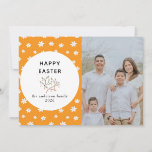 Elegant Modern Simple Flower Happy Easter Photo Holiday Card