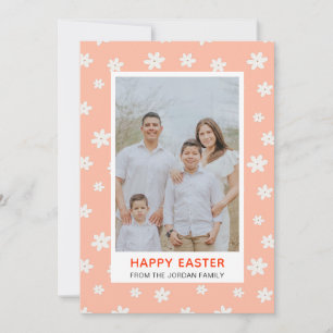 Elegant Modern Simple Flower Happy Easter Photo Holiday Card
