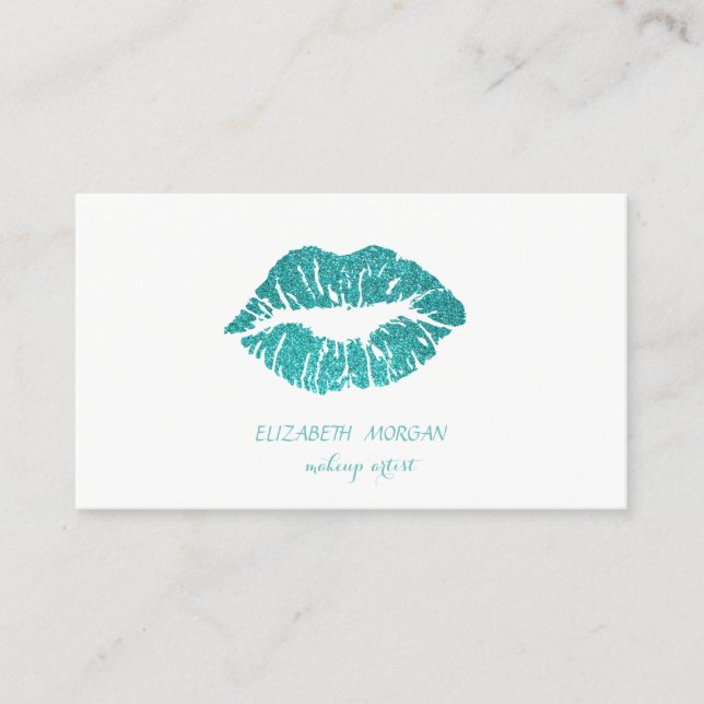 Elegant  Modern,Simple,Glittery Lips,Makeup artist Business Card (Front)