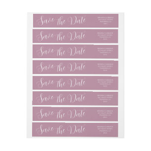 Elegant Modern Simple Mauve Wedding Save the Date Wrap Around Label