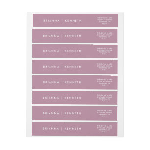 Elegant Modern Simple Mauve Wedding Wrap Around Label