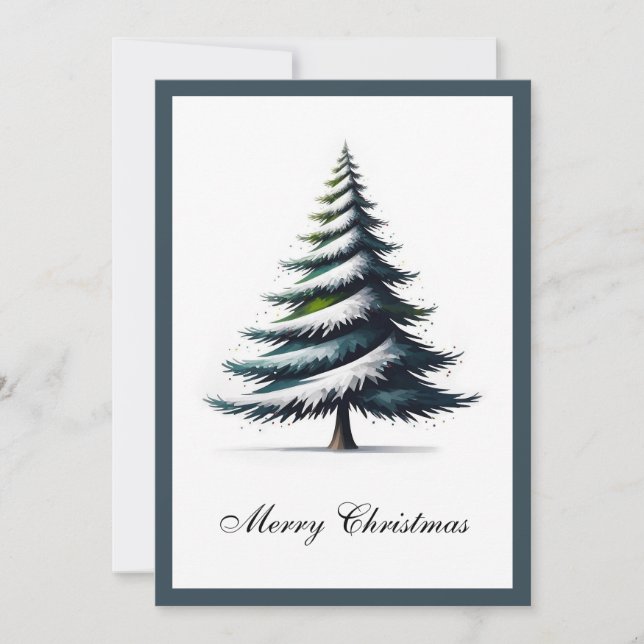 Elegant Modern Simple Minimalist Christmas Tree  Holiday Card (Front)