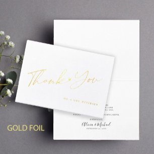 Elegant modern simple minimalist wedding thank you foil card