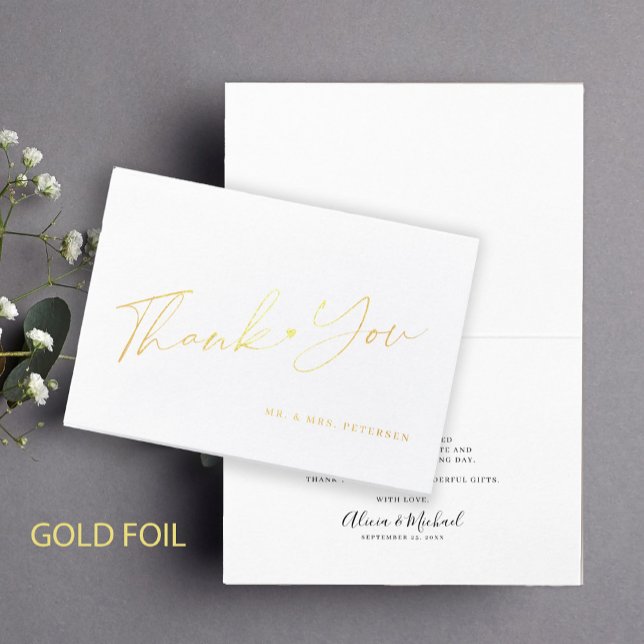 Elegant modern simple minimalist wedding thank you foil card (Creator Uploaded)