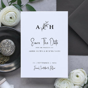 Elegant Modern Simple Monogram Save The Date Invitation