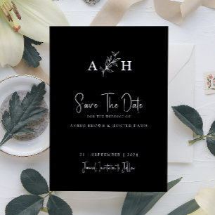 Elegant Modern Simple Monogram Save The Date Invitation
