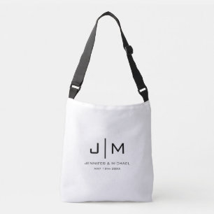 Elegant Modern Simple Monogram Wedding Couple Crossbody Bag