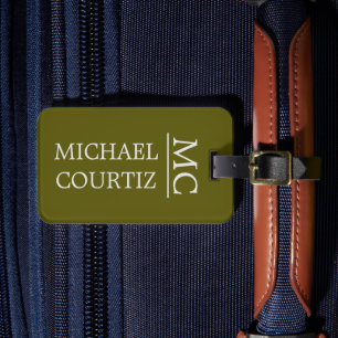 Elegant modern simple Monogrammed personalise  Luggage Tag