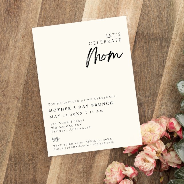Elegant modern Simple mother's day BRUNCH  Invitat Invitation (Creator Uploaded)