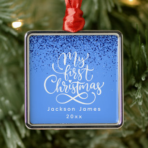 Elegant Modern Simple My First Christmas Metal Tree Decoration