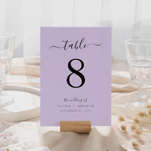 Elegant Modern Simple Purple Colour Wedding Table Number