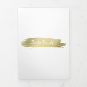 Elegant Modern Simple Salon Gold Trifold Brochure
