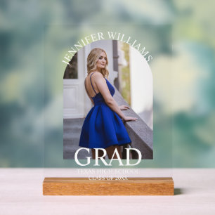 elegant modern simple script graduation photo arch acrylic sign