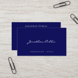 Elegant Modern Simple Template Script Navy Blue Business Card