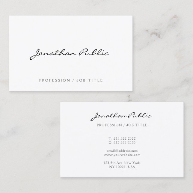 Elegant Modern Simple Trendy Calligraphed Name Business Card (Front/Back)