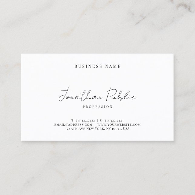 Elegant Modern Simple Typography Script Template Business Card (Front)