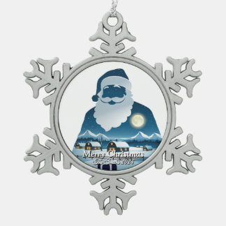 Elegant Modern Simple Vintage Family Christmas Snowflake Pewter Christmas Ornament