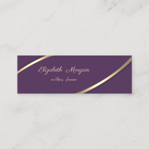 Elegant Modern Simple, Violet, Gold Stripes Mini Business Card