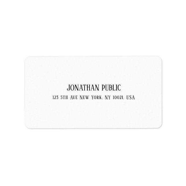 Elegant Modern Simple White Template Address Label (Front)
