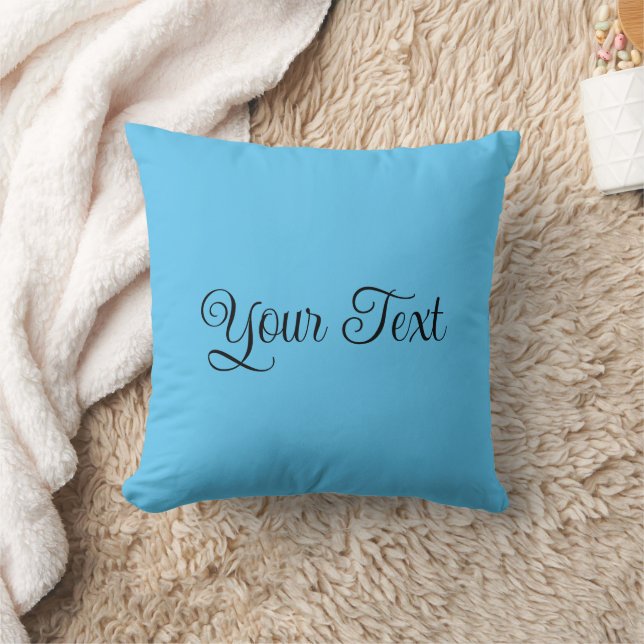Elegant Modern Sky Blue Replace Your Name Or Text  Cushion (Blanket)