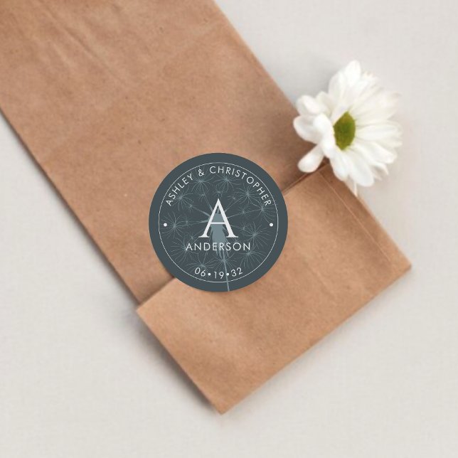 Elegant Modern Slate Grey Wedding Classic Round Sticker (Creator Uploaded)