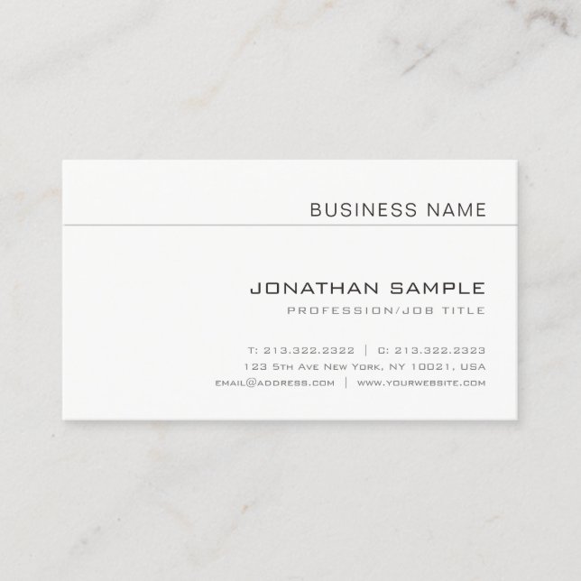 Elegant Modern Sleek Design Professional Plain Business Card (Front)