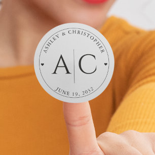 Elegant Modern Smoke Black Wedding Classic Round Sticker