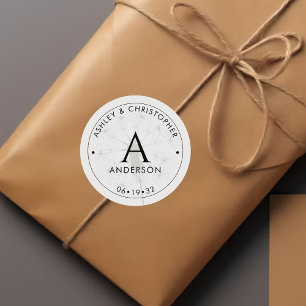 Elegant Modern Smoke Black Wedding Classic Round Sticker