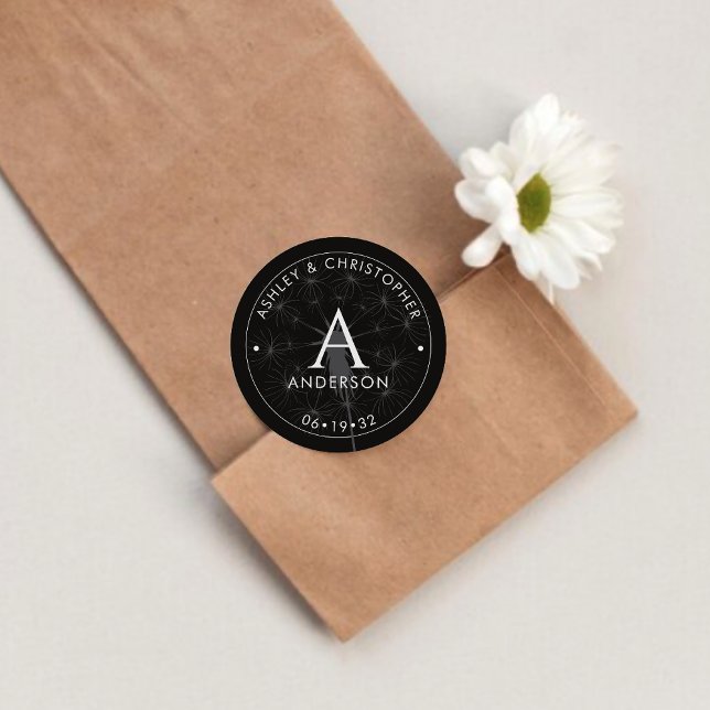 Elegant Modern Smoke Black Wedding Classic Round Sticker (Creator Uploaded)