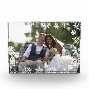 Elegant modern snowflake pattern wedding photo block