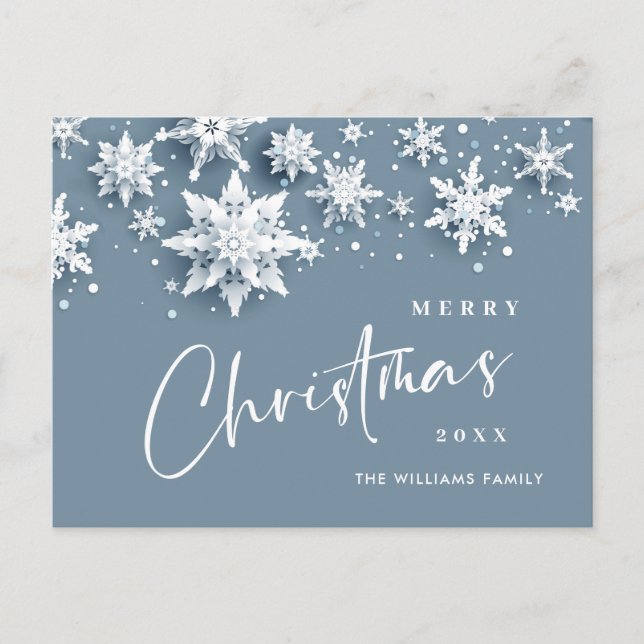 Elegant Modern Snowflakes Christmas Holiday Postcard (Front)