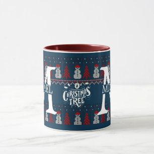 Elegant Modern Snowman Monogram Christmas holiday Mug