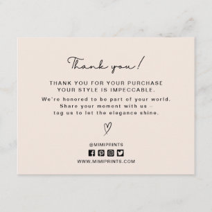 Elegant Modern, social media icons thank you card 