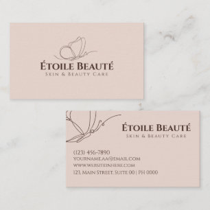 Elegant Modern Soft Blush Butterfly Beauty Modern Business Card