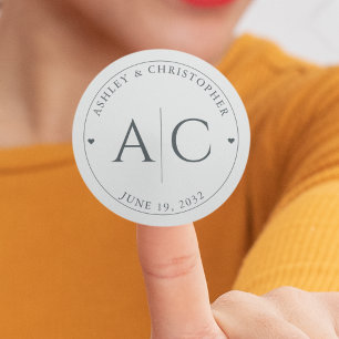 Elegant Modern Space Grey Wedding Classic Round Sticker