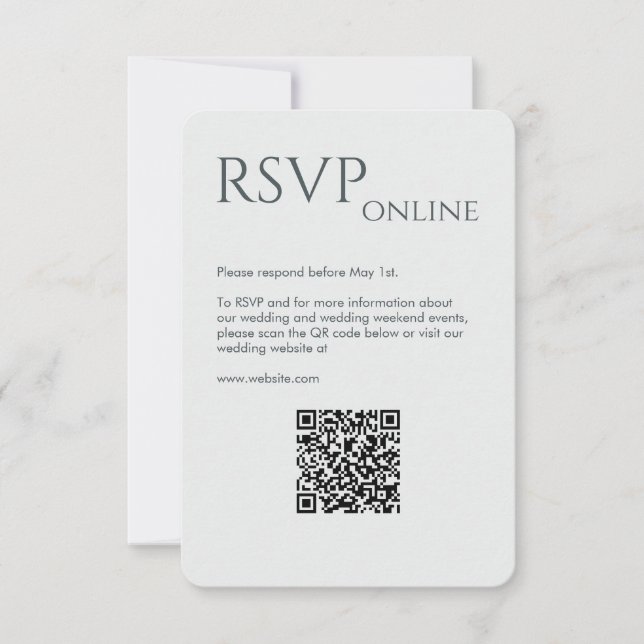 Elegant Modern Space Grey Wedding RSVP Card (Front)