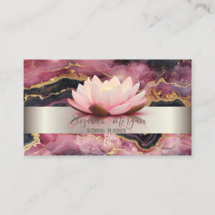 Elegant Modern  Stripe Lotus Burgundy Marble  Business Card