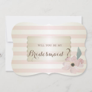 Elegant Modern Striped Flower Bridesmaid Card