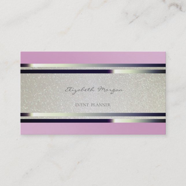 Elegant  Modern Striped ,Glitter Business Card (Front)