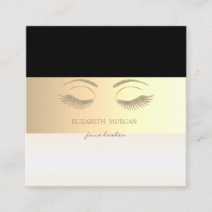 Elegant Modern Striped,Glitter Faux Lashes Square Business Card