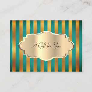 Elegant Modern Striped, Gold Frame Discount Card