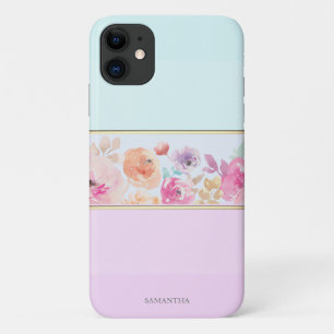 Elegant Modern Striped,Ombre,Flowers -Personalised Case-Mate iPhone Case