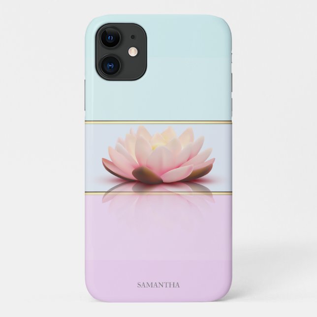 Elegant Modern Striped,Ombre Lotus Case-Mate iPhone Case (Back)
