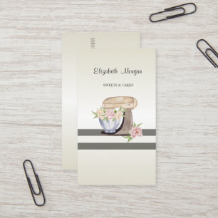 Elegant Modern,Striped,Pastry Floral Retro Mixer Business Card