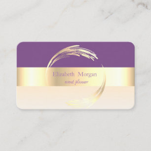 Elegant Modern Striped Stylish Violet,Gold Business Card