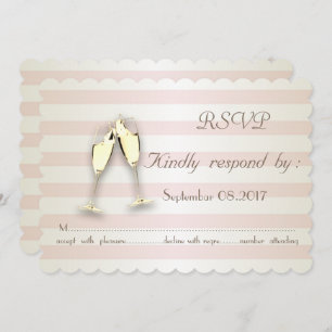 Elegant Modern Stripes ,Glass  Wedding  RSVP Card