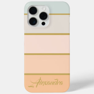 Elegant Modern Stripes Pattern Personalised Name  iPhone 15 Pro Max Case