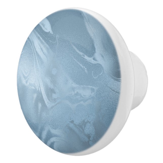Elegant modern stylish baby blue marble look ceramic knob (Right)