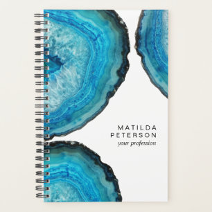 Elegant modern stylish blue agate geode stone planner