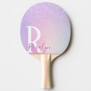 Elegant modern stylish girly ombre purple glitter ping pong paddle